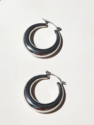 Silver Hoop Chunky Earrings