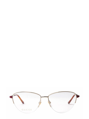 Gucci Eyewear Semi-rim Oval Frame Glasses