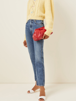 Floral-embroidered Alpaca-blend Cropped Sweater