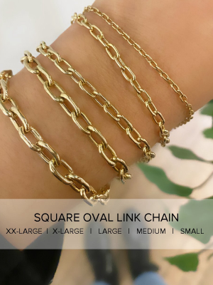 14k Large Oval Link Chain Id Bracelet With Diamonds