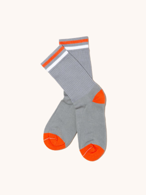 The Kennedy Lux Athletic Sock- Grey/orange/white