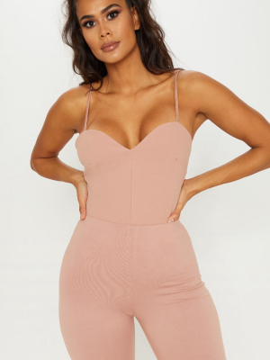 Rose Sweetheart Neck Strappy Bodysuit