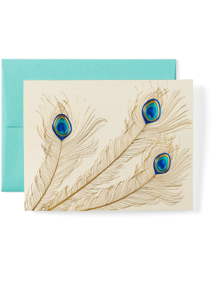 Peacock Trio Note Cards Set Of 6