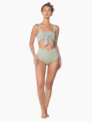 Splice Front Tie Bikini Top - Roseda Green