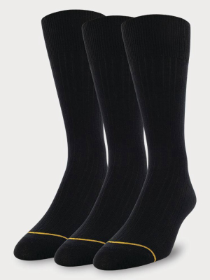 Signature Gold By Goldtoe Men's Solids Bamboo Rayon Relaxed Top Crew Socks 3pk - 6-12.5