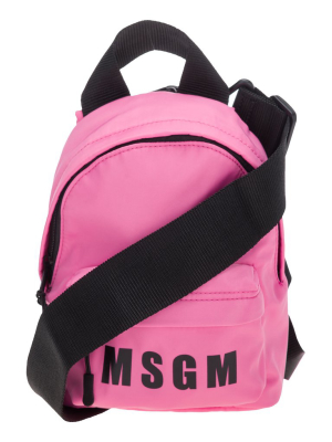 Msgm Logo Printed Small Backpack