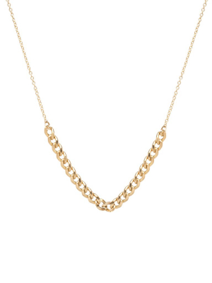 14k Gold Medium Curb Chain Station Necklace