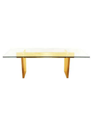 Aiden Dining Table In Brushed Gold