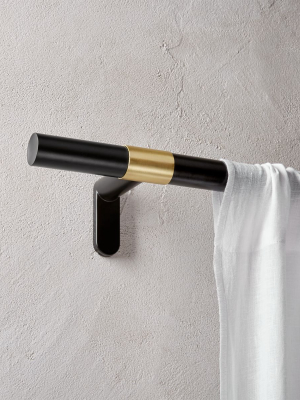 Seamless Black With Brass Band Curtain Rod Set