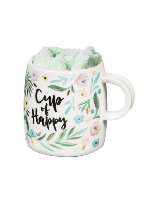 Cypress Home Ceramic Cup And Sock Gift Set, 12 Oz, Cup Of Happy