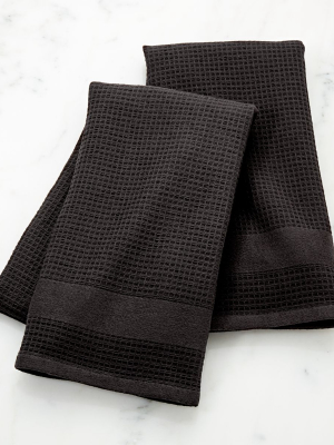 Black Terry/waffle Weave Dish Towels, Set Of 2