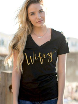 Wifey Gold Text Tshirt