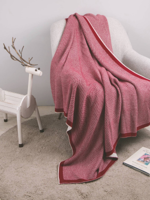 60" X 50" Knitted Acrylic Throw Blanket Red And White - Glitzhome