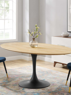 Tulip 78" Black Natural Oval Dining Table