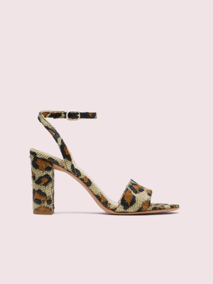 Odele Leopard Raffia Sandals