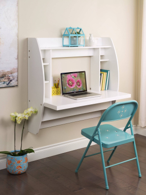 Floating Desk With Storage White - Prepac