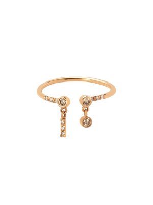 Gravity Open Charm Dangle Ring - Rose Gold