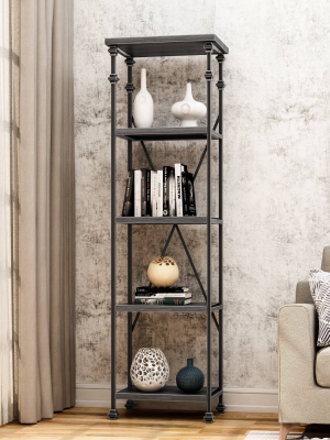 72.5" Hampden Industrial 4 Shelf Bookcase Gray - Christopher Knight Home