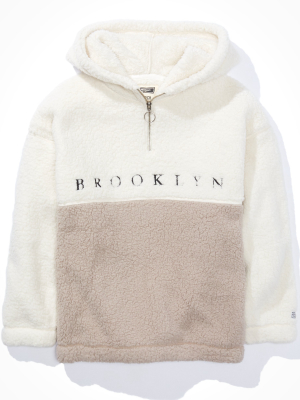 Tailgate Women's Brooklyn Nets Colorblock Sherpa Hoodie