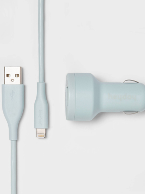 Heyday™ Usb Car Charger (with 6' Lightning To Usb-a Cable) - Light Aqua