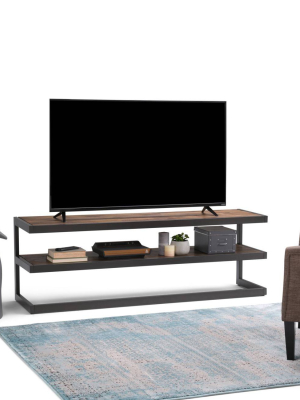 66" Cecilia Solid Acacia Wood Low Tv Stand Rustic Natural Aged Brown - Wyndenhall