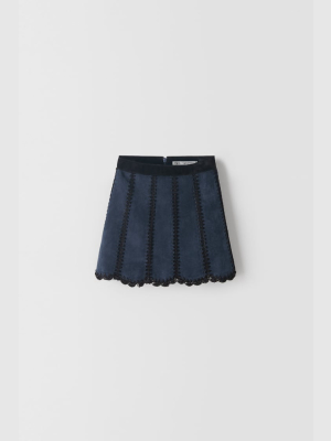 Limited Edition Block Color Suede Skirt