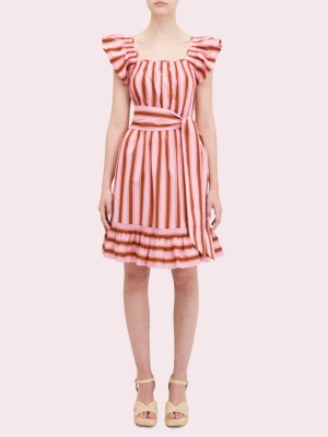 Calais Stripe Flutter Dress