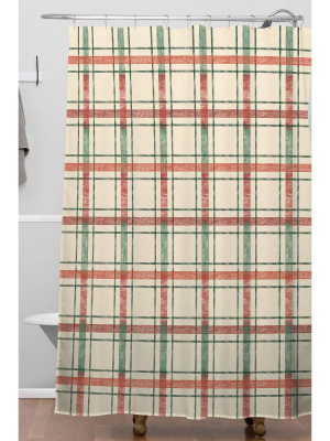 Pimlada Phuapradit Christmas Tartan Shower Curtain Red - Deny Designs