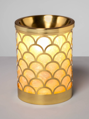 6" X 4.5" Scallop Capiz And Glass Electric Scent Warmer Gold - Opalhouse™