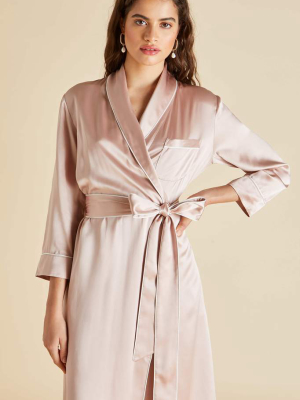 Astrid Oyster Ivory Silk Satin Robe