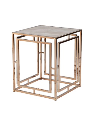 Glenshippe Faux Marble End Table Champagne - Aiden Lane