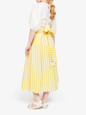 Whit® Striped Kimani Tie-waist Midi Skirt