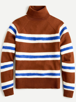 Turtleneck Sweater In Striped Boiled Wool
