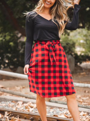 Plaid Eden Skirt - Red