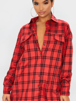 Red Checked Oversized Shirt