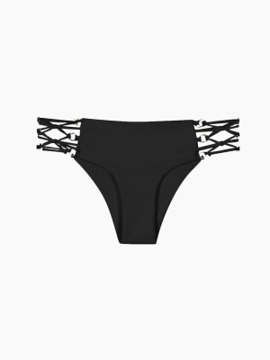 Kapena Metal Ring Side Bikini Bottom - Night Black