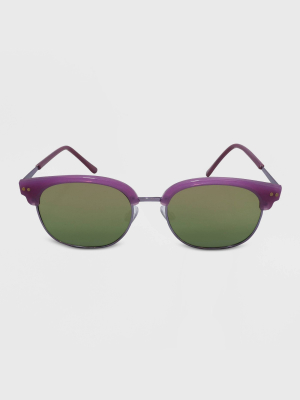 Women's Retro Plastic Metal Combo Silhouette Square Sunglasses - Wild Fable™ Purple