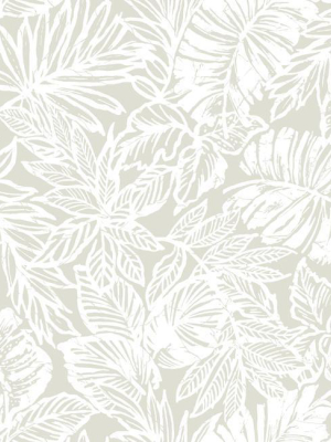 Batik Tropical Leaf Peel & Stick Wallpaper In Beige And Off-white By Roommates For York Wallcoverings