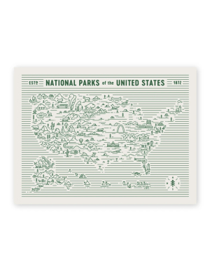 National Parks Map Art Print - 18x24