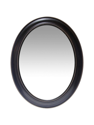 Infinity Instruments Traditional Antique Decorative 30-inch Bead Framed Sonore Oval Wall Hanging Mirror, Black