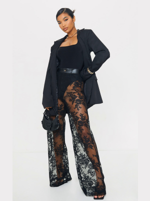 Black Lace Straight Leg Pants