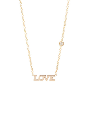 14k Itty Bitty Love Necklace With Floating Diamond