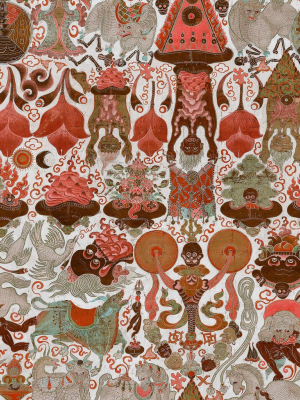 Yama Dharmaraja Light Wallpaper In Brown And Red From The Wallpaper Compendium Collection By Mind The Gap