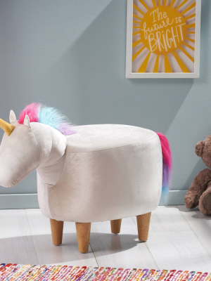 Emilia Velvet Unicorn Ottoman Beige - Christopher Knight Home