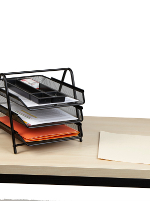 3 Tier Mesh Document Tray Black - Mind Reader