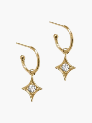 Gothic Diamond Starburst Hoop Earrings