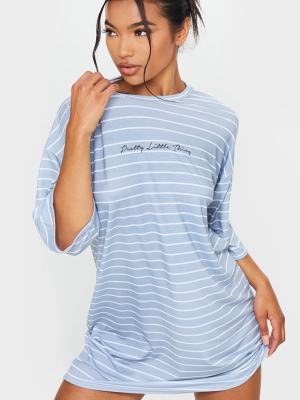 Prettylittlething Grey Stripe Slogan Oversized...