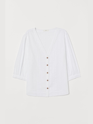 V-neck Cotton Blouse