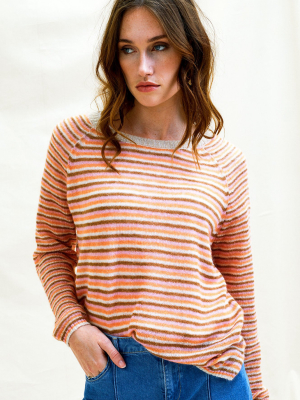 Helsa Stripe Knit Sweater | Orange/ Pink