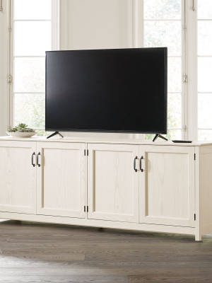 Ainsworth Cream 85" Media Console With Glass/wood Doors